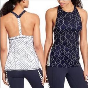 Athleta women's Sz S blue white Geometric print tank top